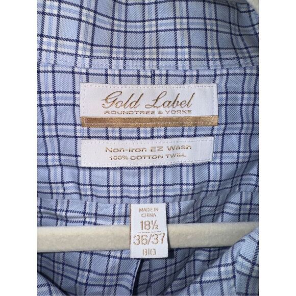 Roundtree & Yorke Gold Label Long Sleeve Shirt Mens 18 1/2 Big Non-Iron - Picture 3 of 4